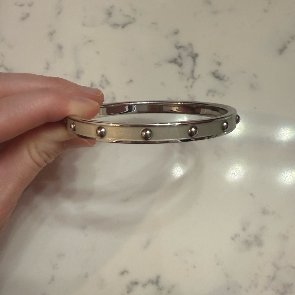 Coach Silver Bangle Bracelet with Screw Motif